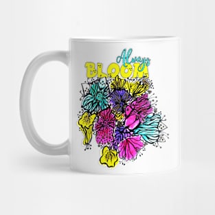 Always Bloom Watercolor Line Art Floral Drawing Mug